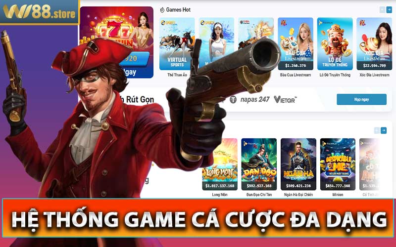 Casino wi88 hệ thông cá cược đa dạng